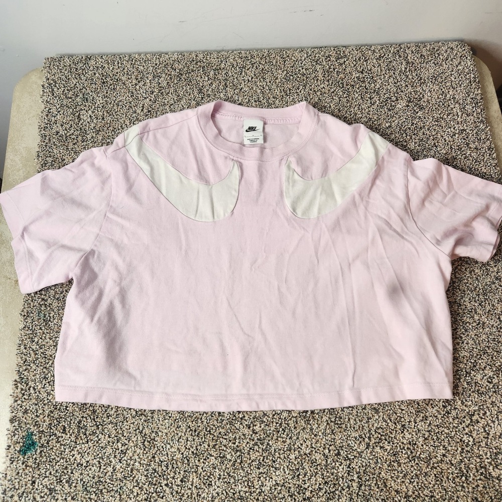 Nike Pink and White Crop T-Shirt